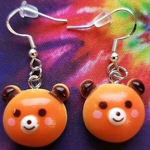 Handmade Kawaii Bear Bread Earrings
